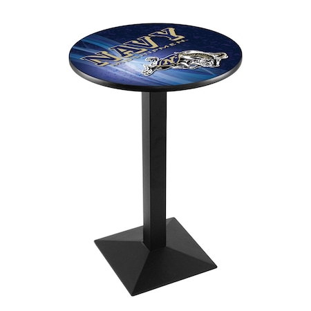 Holland Bar Stool Co 42" Blk Wrinkle US Naval Academy NAVY Pub Table, 28" dia. Top L217B4228USNavA-D2